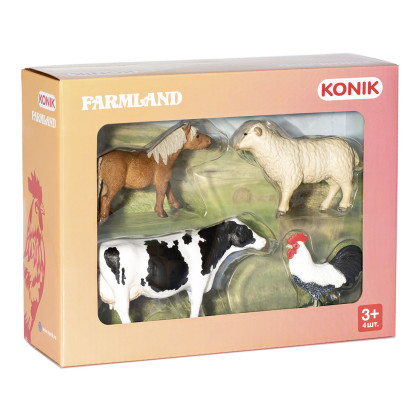 Набор фигурок Konik Животные фермы: петух, овца, пони, корова